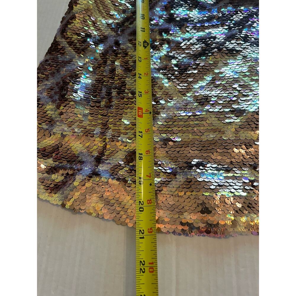 Free People Disco Fever One-Shoulder Bronze Sequined Blouse Sparkle Size XS - Picture 9 of 10